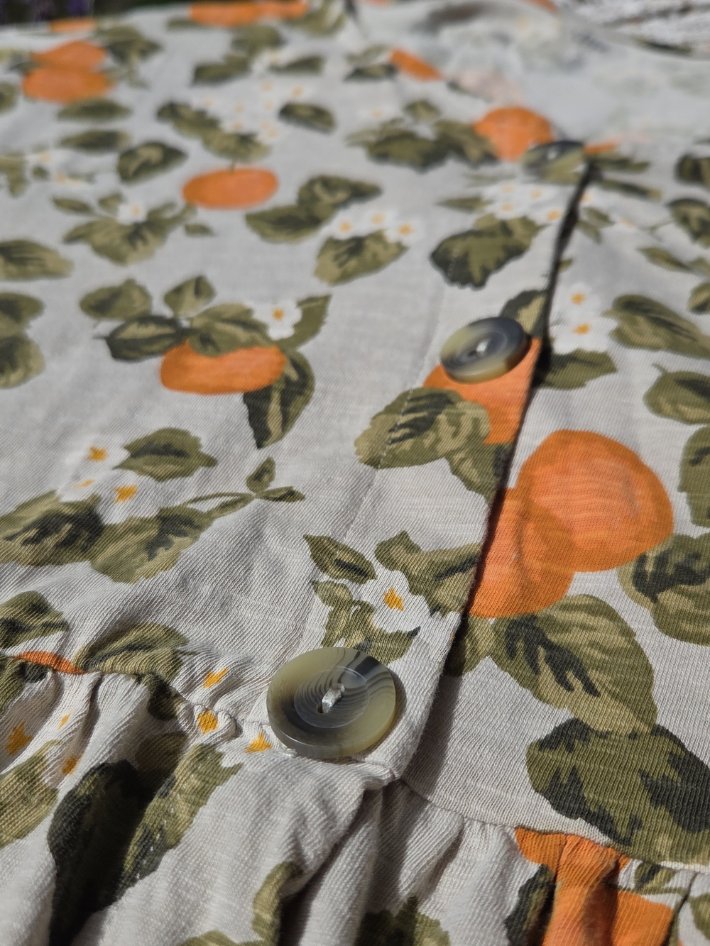 Dip Cotton Button-Front Orange Print Babydoll Mumu Dress - Picture 4 of 8
